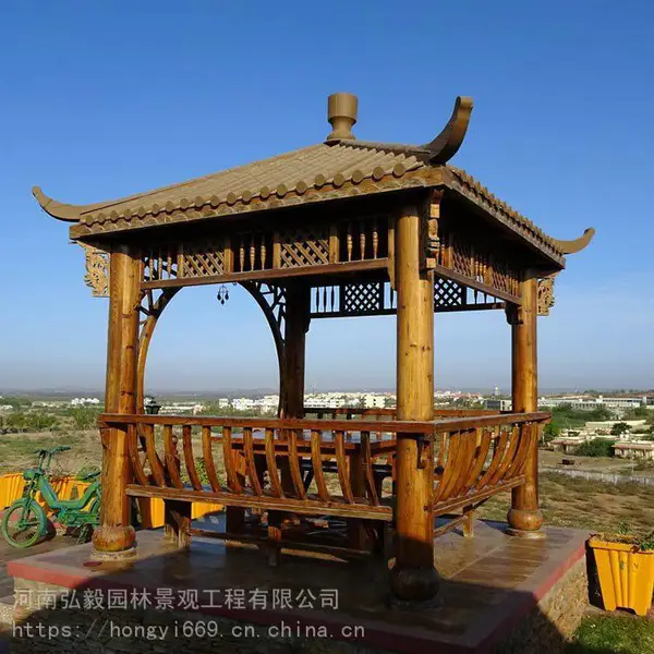 实木凉亭 户外别墅庭院碳化木防腐木葡萄架 花园景观亭子