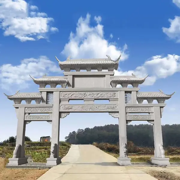新农村村口石牌坊 村庄石牌楼祥聚 古建石材门楼
