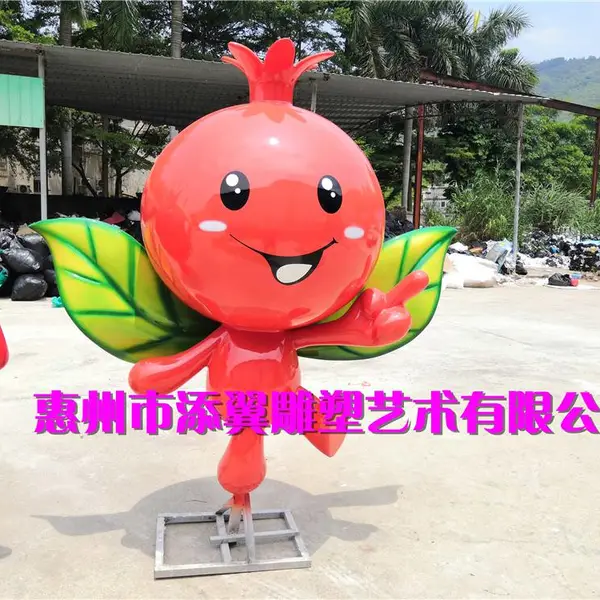 视为中华民族团结象征的玻璃钢石榴娃娃雕塑是水果中吉祥物三宝