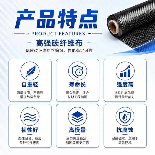 加固专用碳纤维布 一级300g碳布 采用进口碳纤维丝抗拉强度高