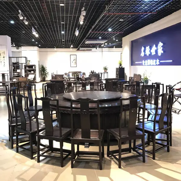 紫光檀餐桌饭桌款式图片黑酸枝高奢餐厅红木家具富贵又有气场