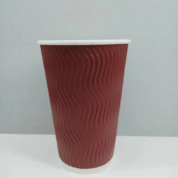 一次性S型咖啡纸杯红色瓦楞加厚隔热防烫奶茶咖啡家用杯热饮杯子