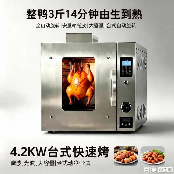 新航微波烤鸭炉商用烤箱大容量鸡排骨多功能自动旋转微波光波烤炉