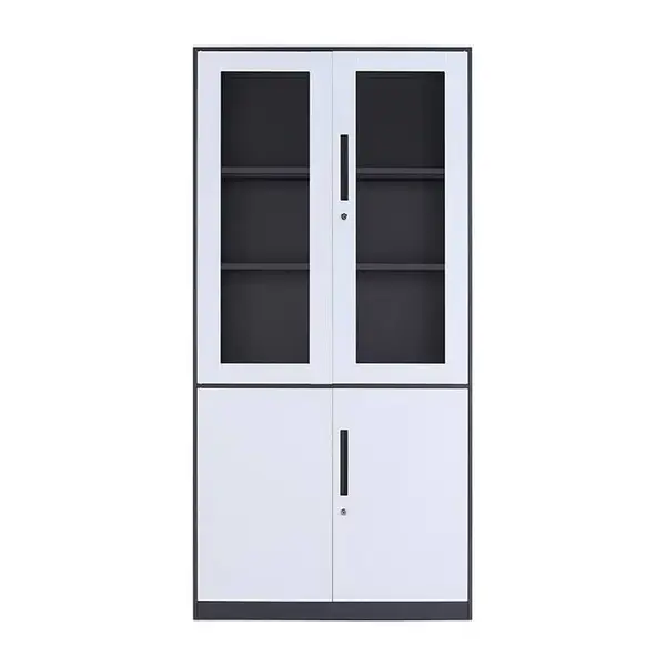 福建福州***办公铁皮文件柜资料档案铁柜带锁收纳储物凭证柜员工更衣柜矮柜子灰白套色大器