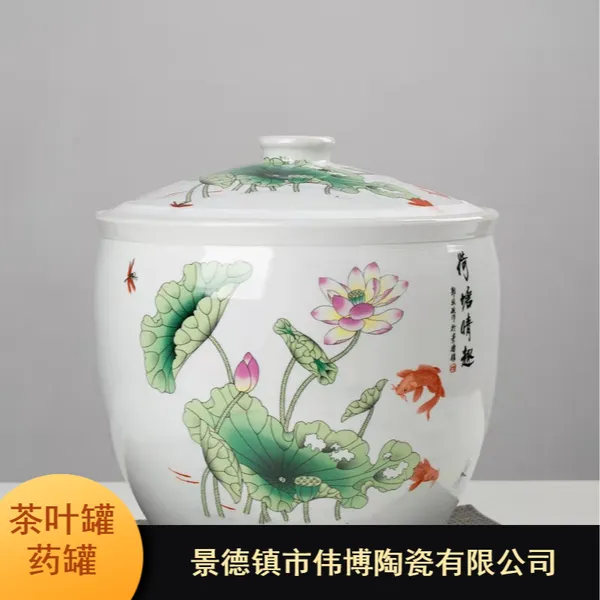 长期供应陶瓷茶叶罐_景德镇厨房摆件绿色环保腌肉罐子