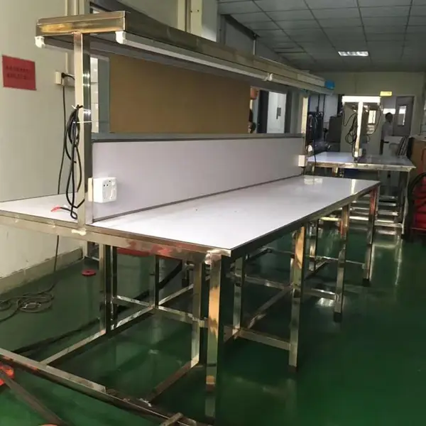 佛山防尘车间工作台 防静电生产线工作台 铁方通双边工作台