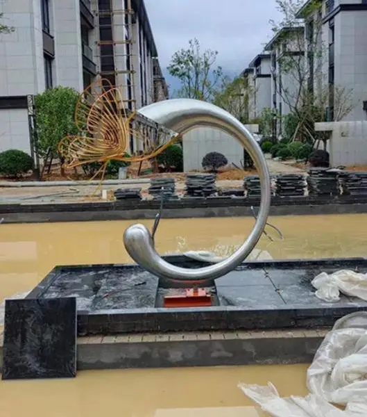 成都黑格空间地产酒店镜面水景不锈钢雕塑 四川眉山 不锈钢雕塑雕塑定制 【 香港湿地公园导视设计 】