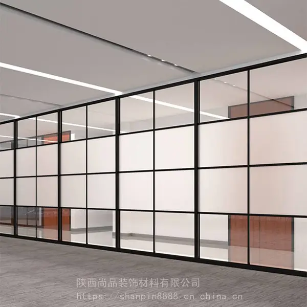 铜川办公室玻璃隔断墙铝合金百叶窗双层钢化玻璃屏风办公室装修
