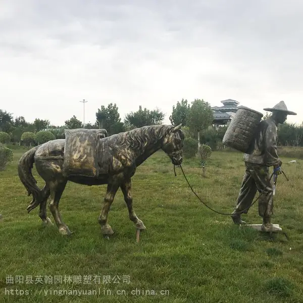 玻璃钢雕塑民俗人物 古代渔夫划船生活 农耕文化马托粮食步行街铜像