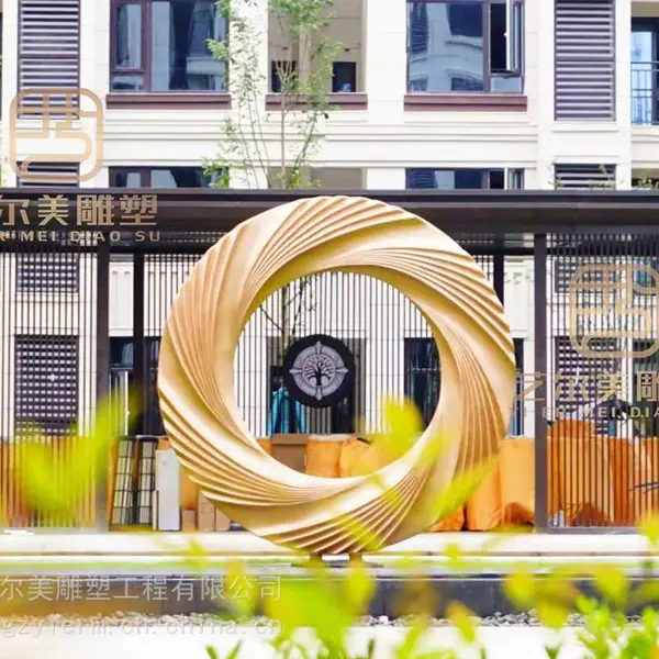 广州不锈钢雕塑生产厂家抽象圆圈环形户外景观园林雕塑定制