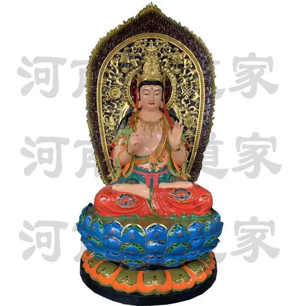 娑婆三圣 汉白玉雕佛像 金镶玉 古彩观音佛像 地藏王 释迦摩尼佛佛像