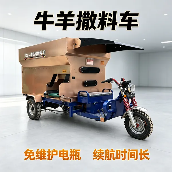 养殖场电动行走喂料车 羊舍三轮螺旋投料机 大容量5立方撒料车