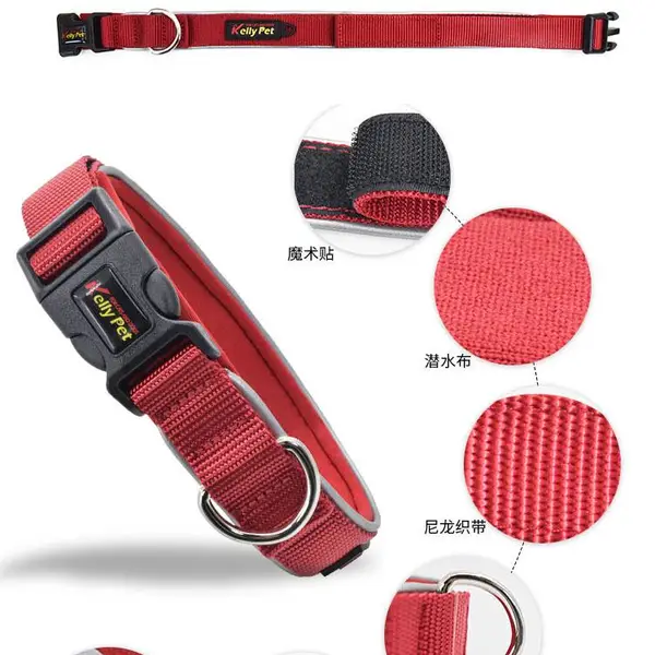 kellypet宠物用品跨境狗脖圈狗狗用品厂家批发直销尼龙反光狗项圈