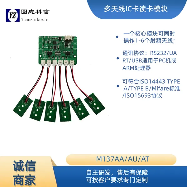 圆志科信嵌入式多路读卡模组 多天线设计 多通道卡片同步识读模块