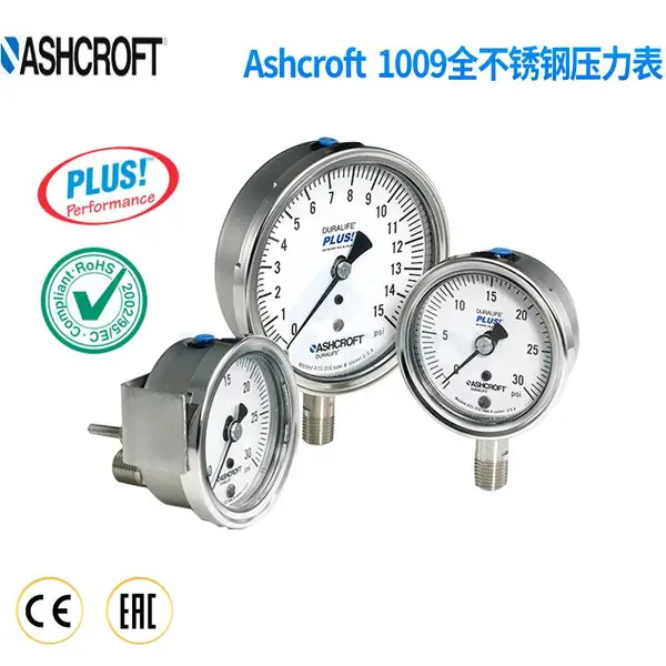 美国原装进口美国雅斯科(ASHCROFT)全不锈钢压力表1009系列
