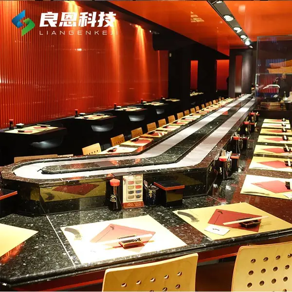 不锈钢旋转寿司设备静音平稳回转餐台轨道式送餐设备