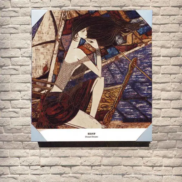 大师作品 丁绍光《遥远的梦》民族重彩画 世界名人字画 风俗画 印刷版画