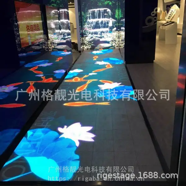 室内LED互动感应地砖屏 展览厅P6.25感应地板LED屏T台互动地面屏