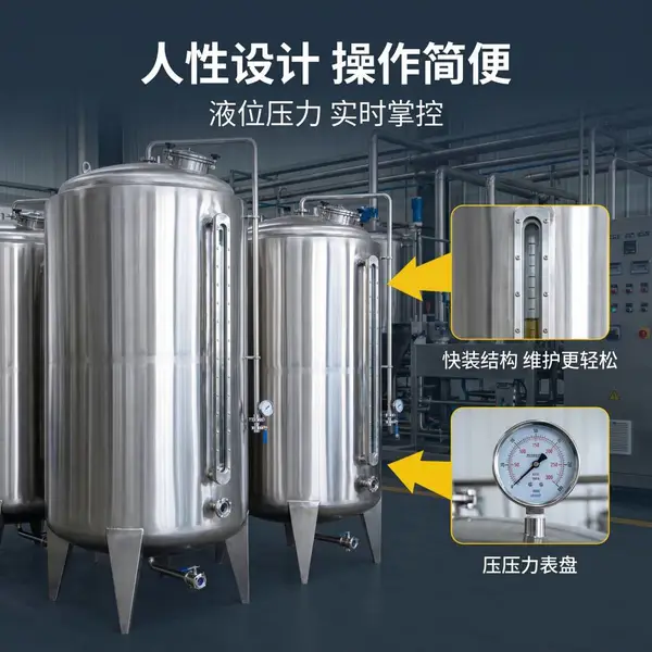 陕西横山区卫生级不锈钢储罐 制药医药原料储存镜面抛光储罐设备