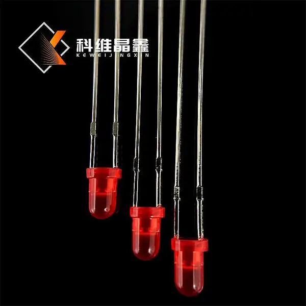 成都LED灯珠直插式3mm圆头红发红高亮有边加长脚