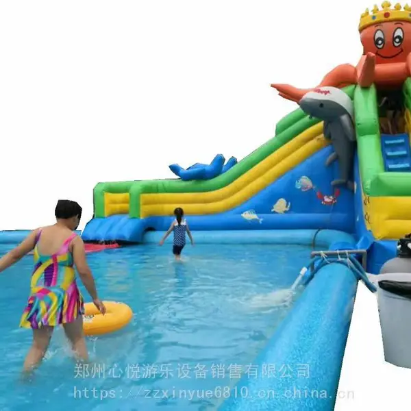动漫水世界平面规划图 河南夏季移动水上乐园充气游泳池厂家
