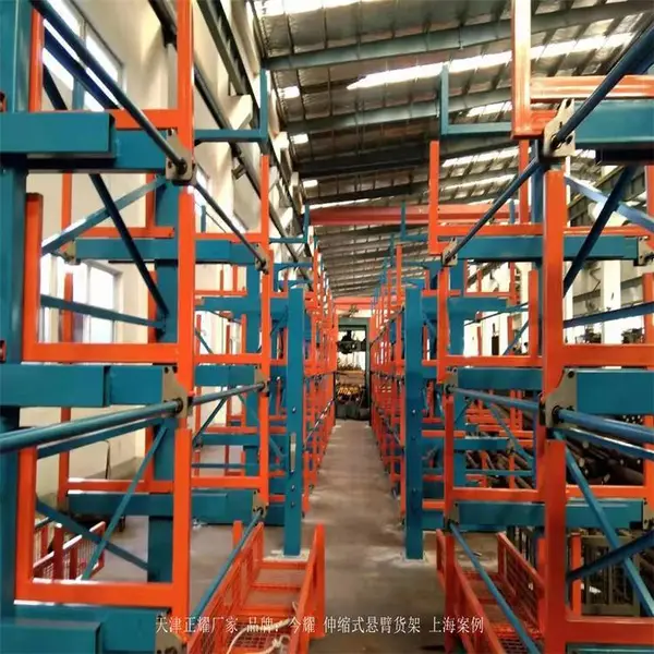 可以伸缩钢材放置架 圆形棒料存放架 电动悬臂式货架 存放成捆线材