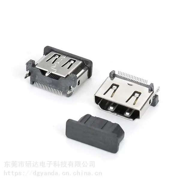 HDMI 19PIN A母直立式SMT型贴片式母座高清电脑连接器