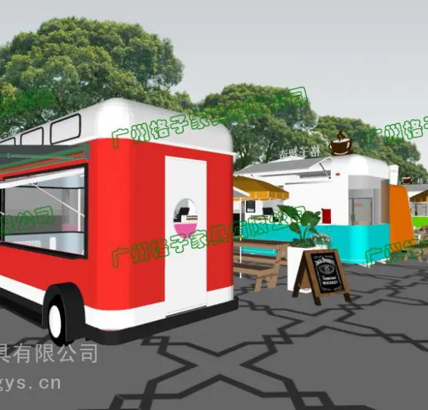 美食街双层巴士餐车景区移动贩卖屋电动飞翼门餐车广场国潮复古风小吃车