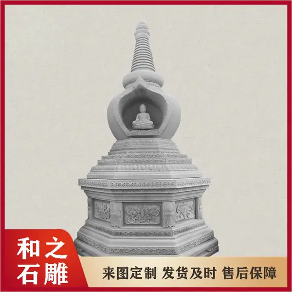 寺庙石雕万佛塔 多层石刻佛塔 寺院石雕石塔加工 款式可设计
