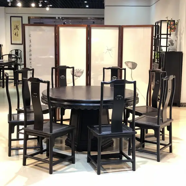 黑酸枝饭桌 款式 家用圆台款式 各种尺寸 图片红木家具