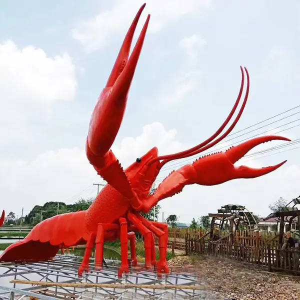 大型仿真玻璃钢龙虾玻璃纤维海洋系列雕塑水景广场景观小品定制