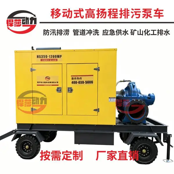 悍莎防汛泵车、排水泵车柴油机泵,柴油机自吸泵