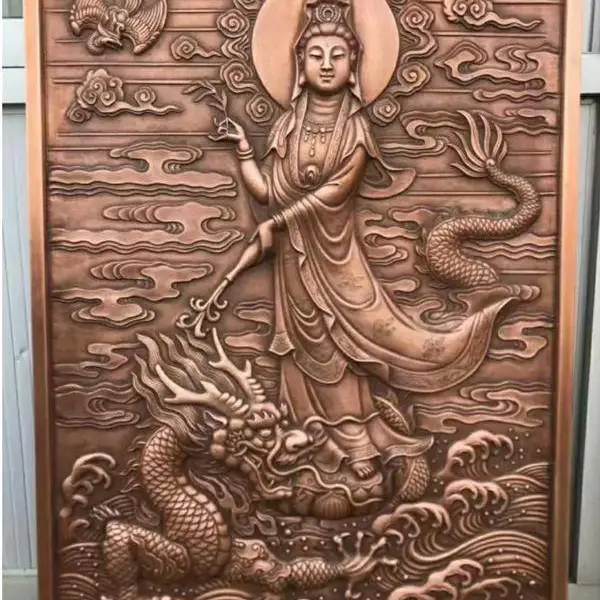 锻铜浮雕装饰画 庭院背景墙镂空铜雕刻窗花装饰