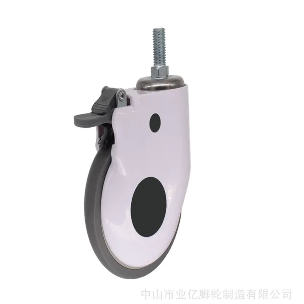 5寸包壳TPR丝杆刹车静音款 病床脚轮 医用推车脚轮 ABS推车脚轮 静音轮