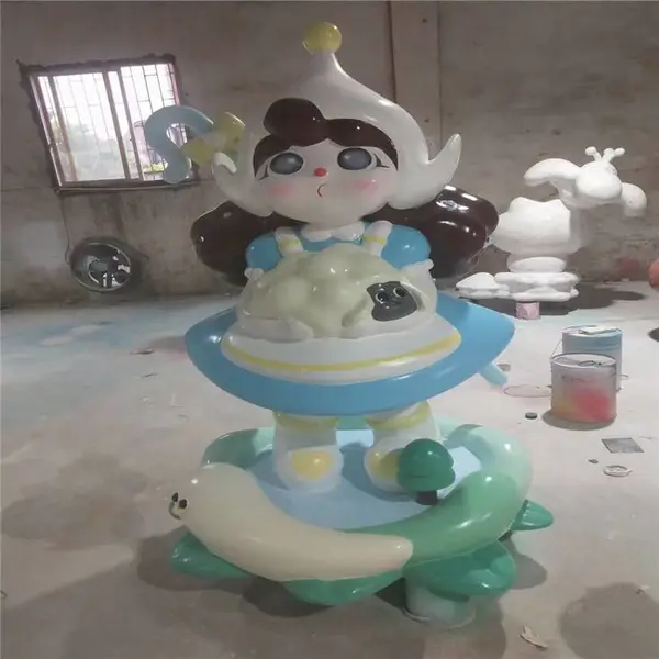 玻璃钢外景卡通雕塑 玻璃钢不锈钢雕塑 卡通人偶雕塑