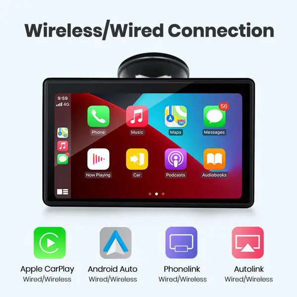 7英寸触摸屏便携式无线CarPlay安卓收音机蓝牙导航车载播放器GPS