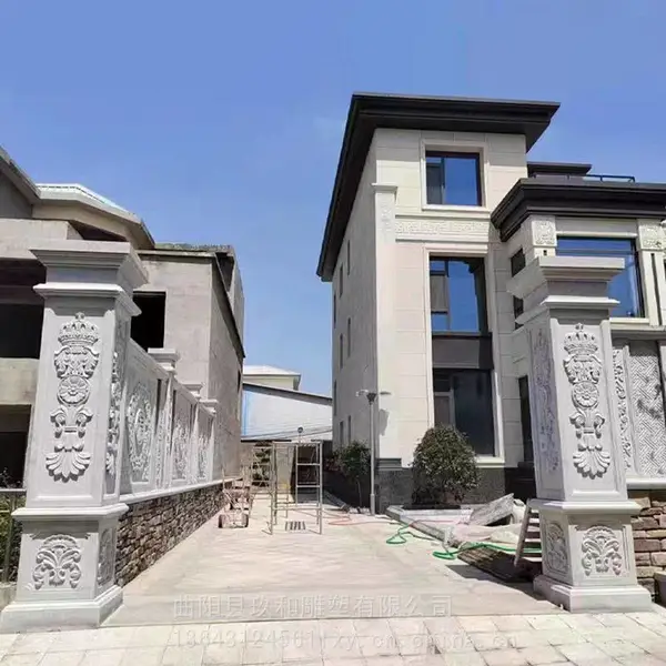 曲阳石雕厂家加工石雕门柱花岗岩别墅门口方形实心罗马柱大理石小区装饰石柱石墩 石柱设计 石柱报价