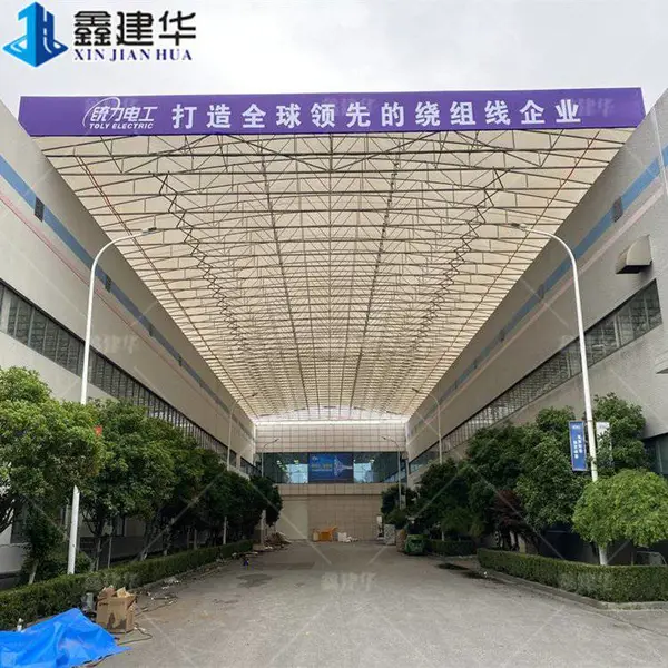 厂房电动伸缩棚顶 两个通道之间的仓库遮阳篷 移动式推拉蓬厂家