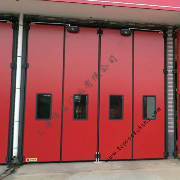 消防车库门 消防队专用折叠门 电动折叠门 品牌强国顶石门业