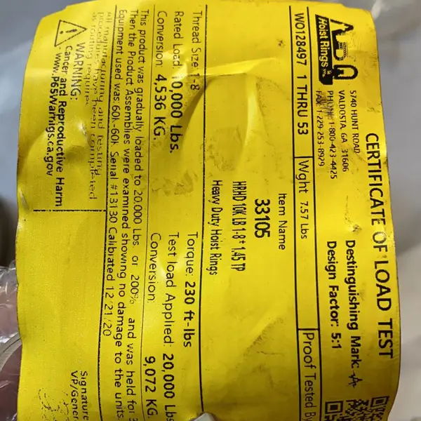 美国ADB HOIST RINGS MFG吊环33105代理美国工业品价格优惠交期快