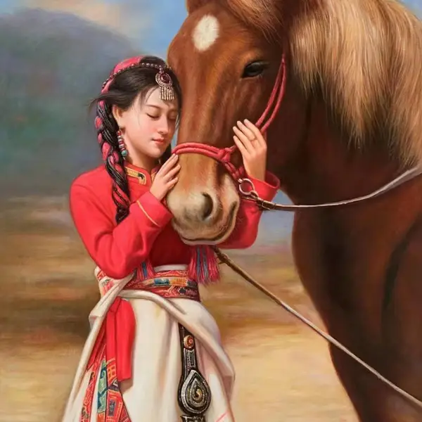 农民画家张嘉应老师75x100cm油画作品欣赏