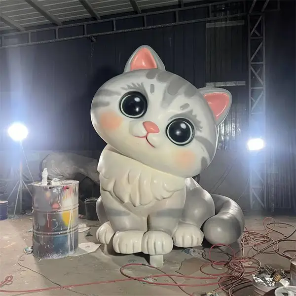 大型玻璃钢猫咪雕塑 户外卡通动物公仔吉祥物广场园林景观摆件