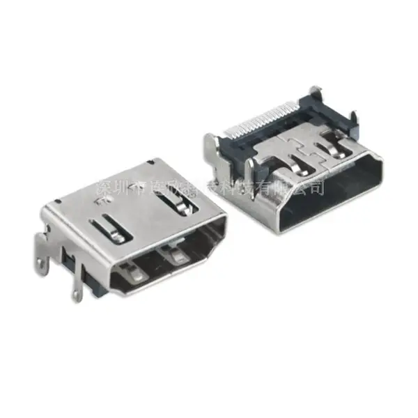 HDMI A TYPE母座前插后贴式高清接口母座19PIN高清连接器厂家