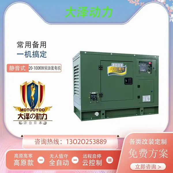 大泽动力20KW柴油发电机组型号 TO22000ET-S水冷款四缸机一键启动
