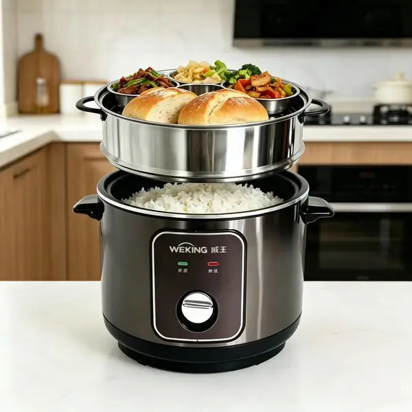上蒸下煮不绣钢蒸笼4升电饭锅家用一健煮饭不粘内胆电饭煲