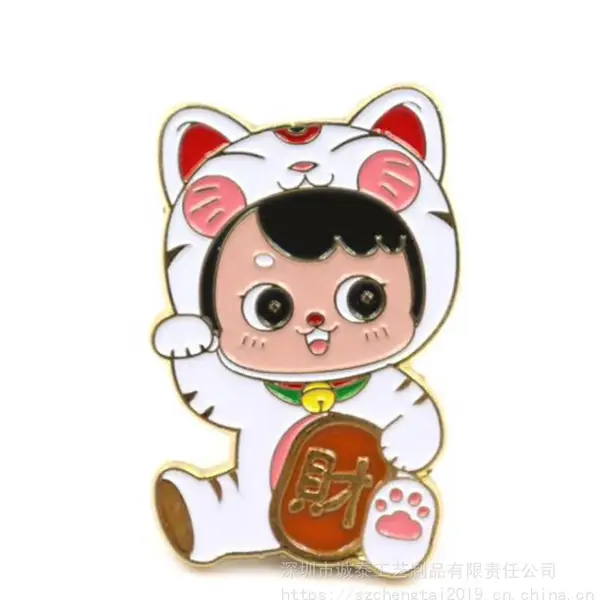 烤漆***猫徽章定制,促销服饰礼品制作,找厦门胸针生产