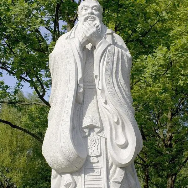 花岗岩汉白玉青石石雕孔子像 古代文学名人校园主题雕塑 款式齐全