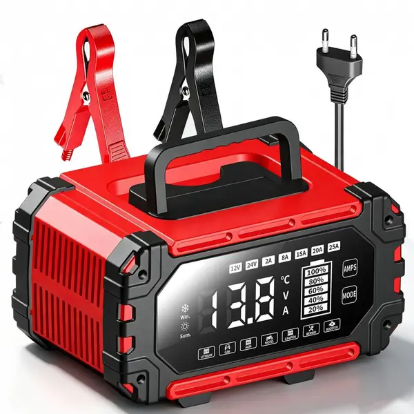 多电池兼容 电瓶充电器 手提式 全自动识别 12V24V 双电压可调 AGM 船舶汽车摩托车充电设备