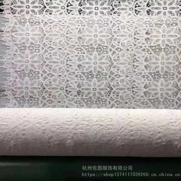 工厂直销雪纺牛仔布棉布刺绣打孔镂空绣花面料绣花布加工定制水溶花边