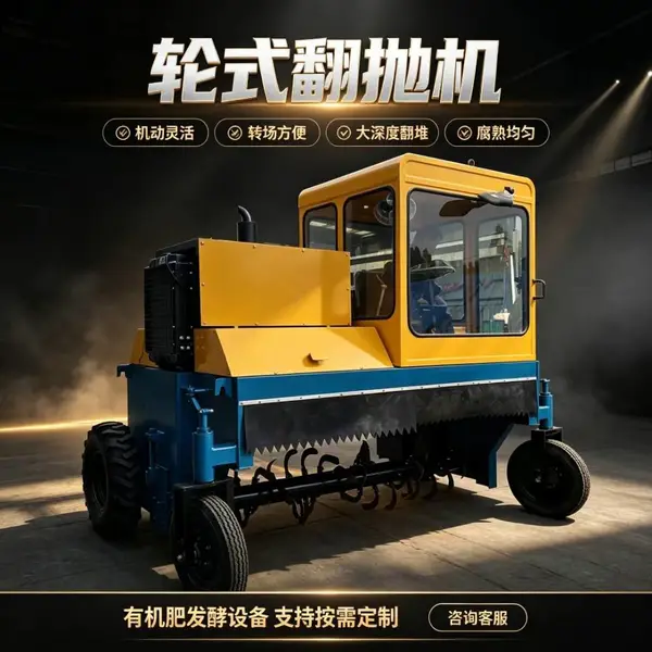 四轮自走式翻抛机 小型农庄养殖场猪粪鸡粪发酵制肥专用翻抛设备